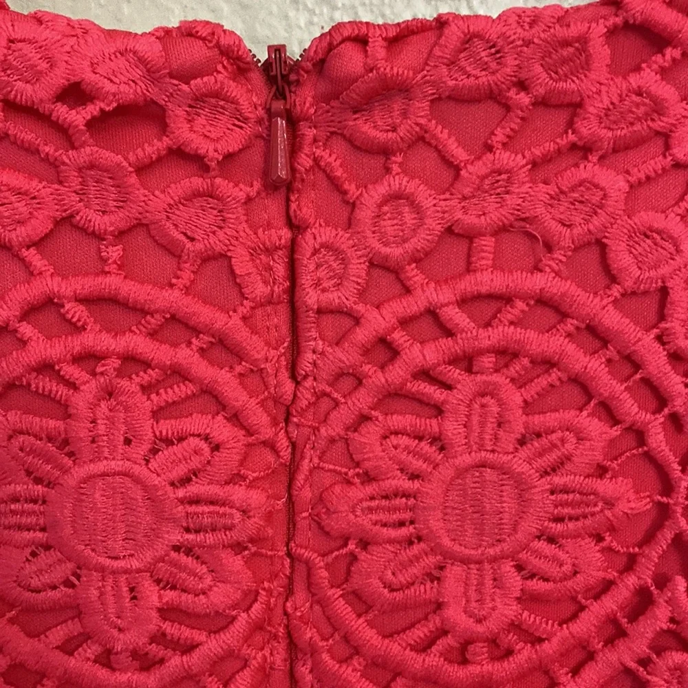 Adrianna Papell Red Lace Fit-and-Flare Dress